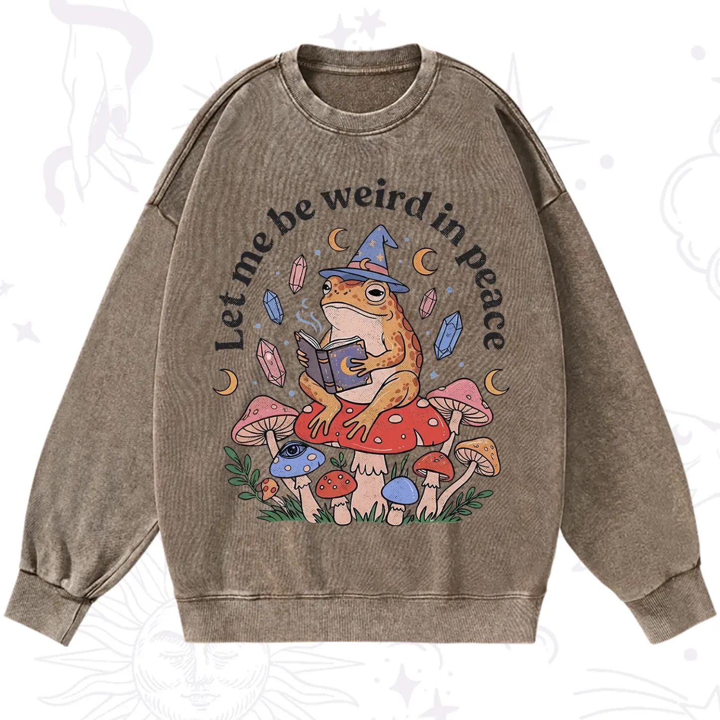 Purplehecate Let Me Be Weird in Peace Frog Washed Sweatshirt