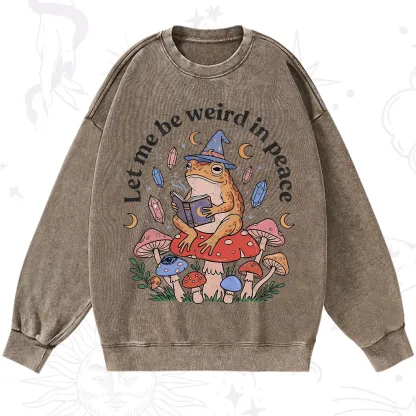 Purplehecate Let Me Be Weird in Peace Frog Washed Sweatshirt