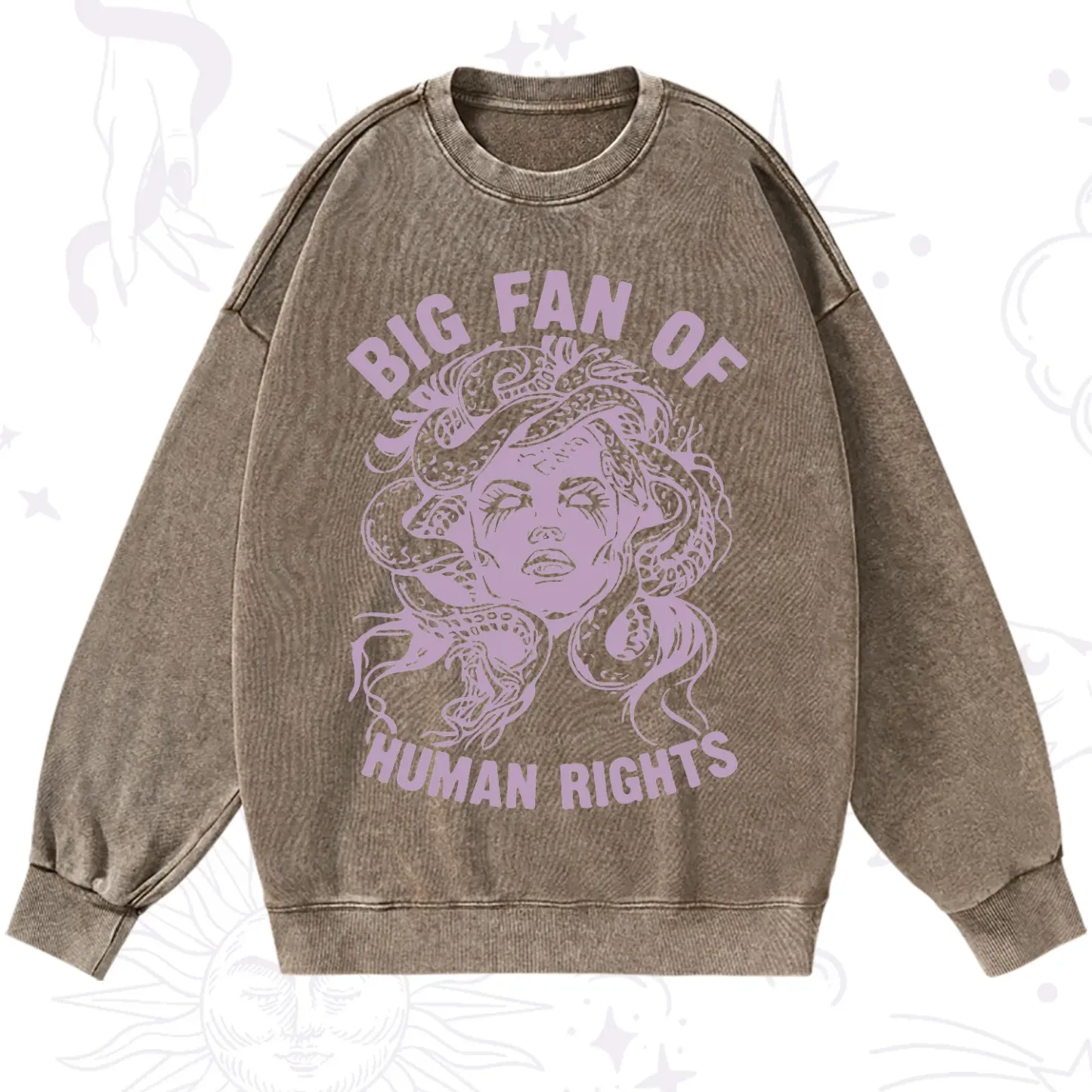 Purplehecate Big Fan of Human Rights Washed Sweatshirt