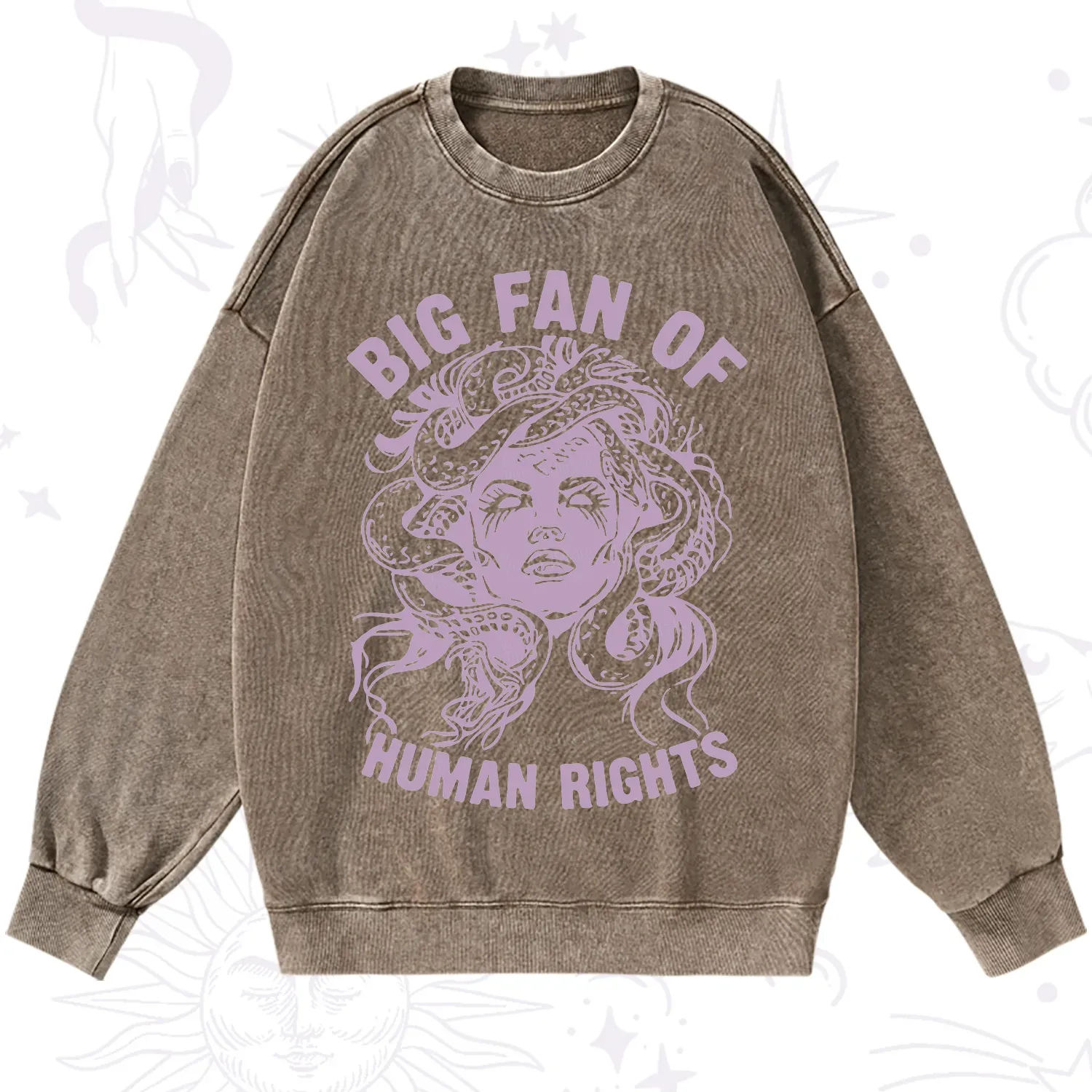 Purplehecate Big Fan of Human Rights Washed Sweatshirt