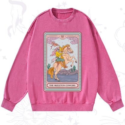 Purplehecate The Skeleton Cowgirl Tarot Card Washed Sweatshirt
