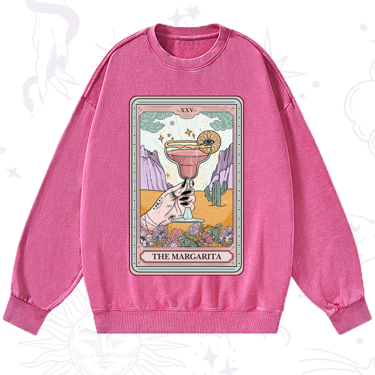 Purplehecate The Margarita Tarot Card Washed Sweatshirt