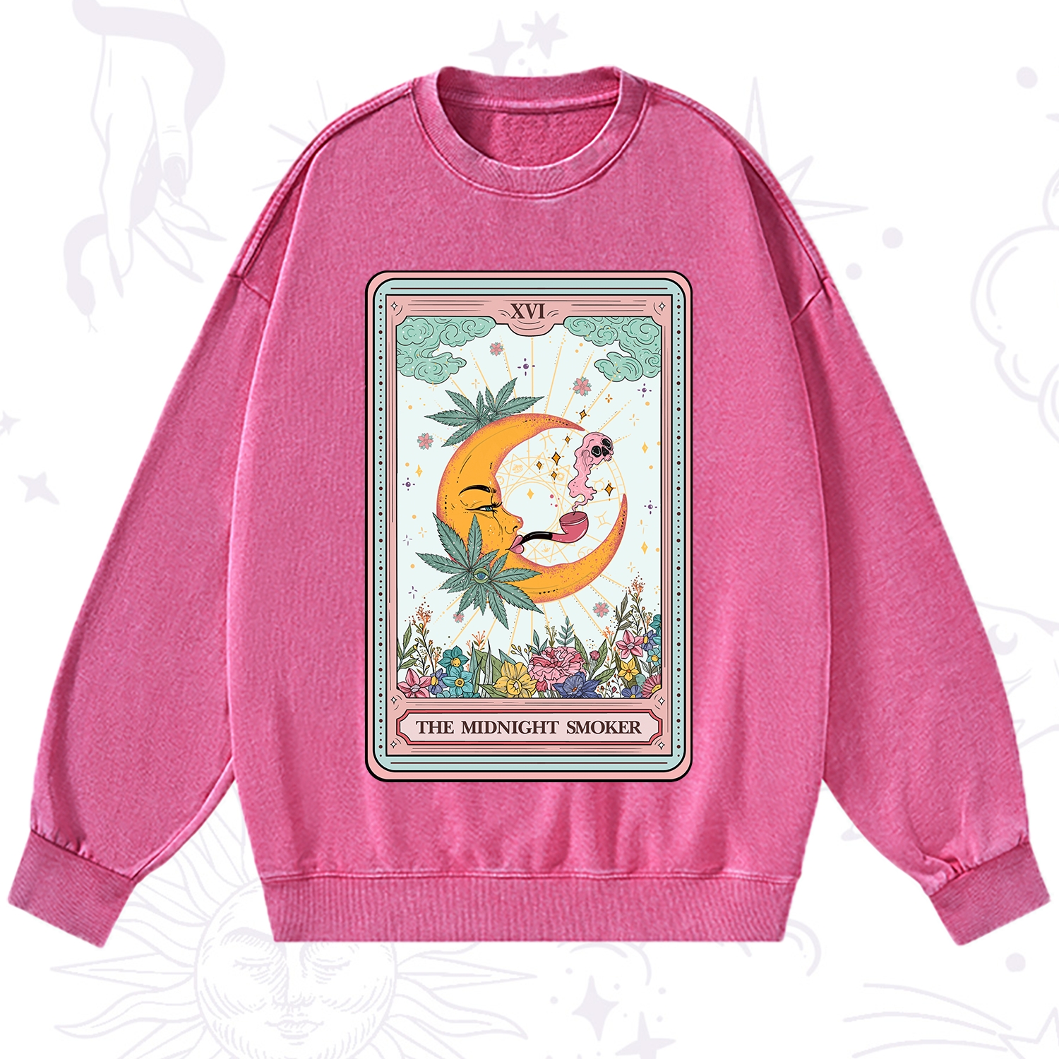 Purplehecate The Midnight Smoker Tarot Washed Sweatshirt