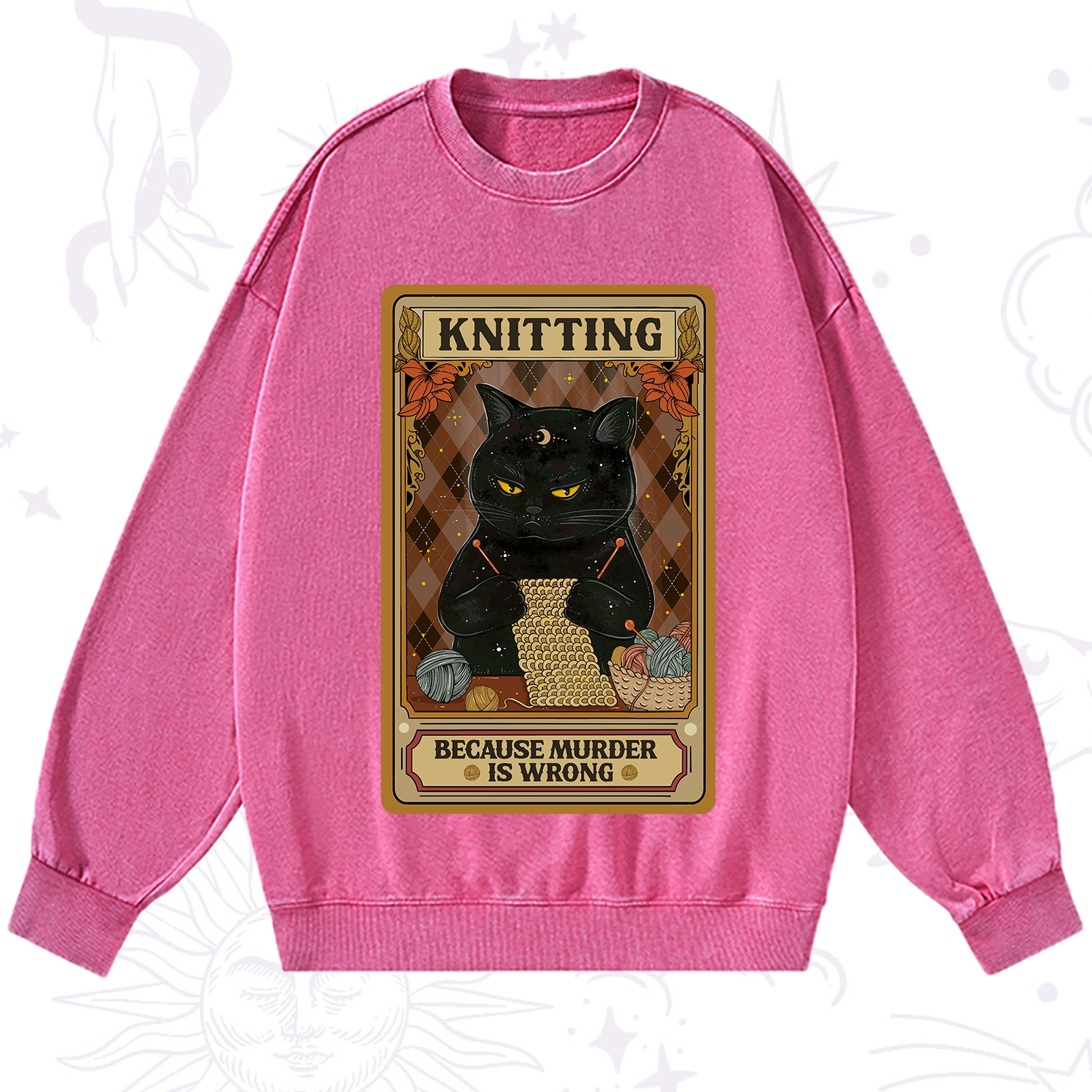 Purplehecate Knitting Because Murder Is Wrong Washed Sweatshirt
