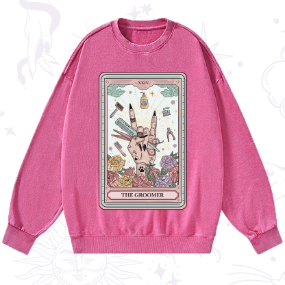 Purplehecate The Pet Groomer Tarot Card Washed Sweatshirt