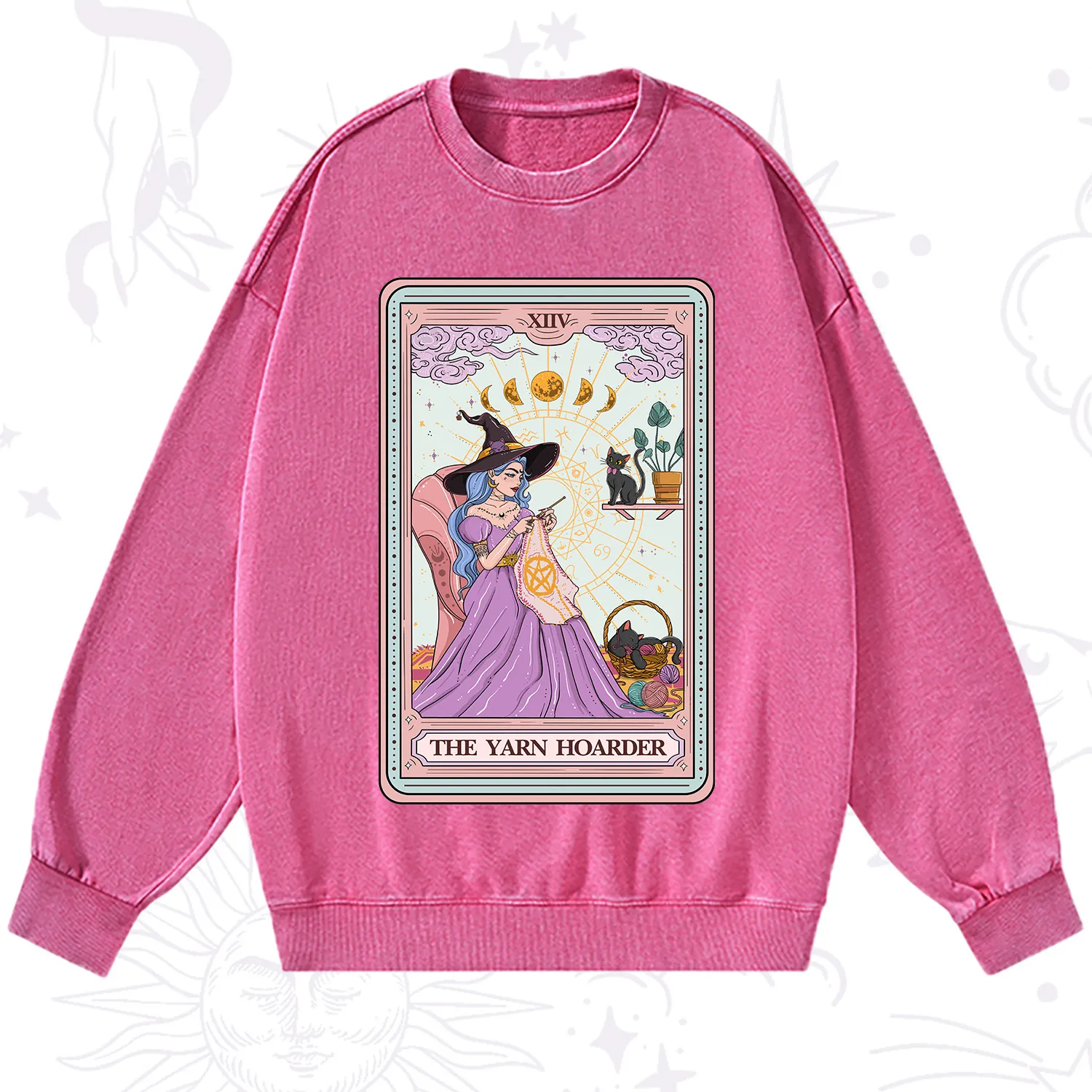 Purplehecate The Yarn Hoarder Tarot Washed Sweatshirt
