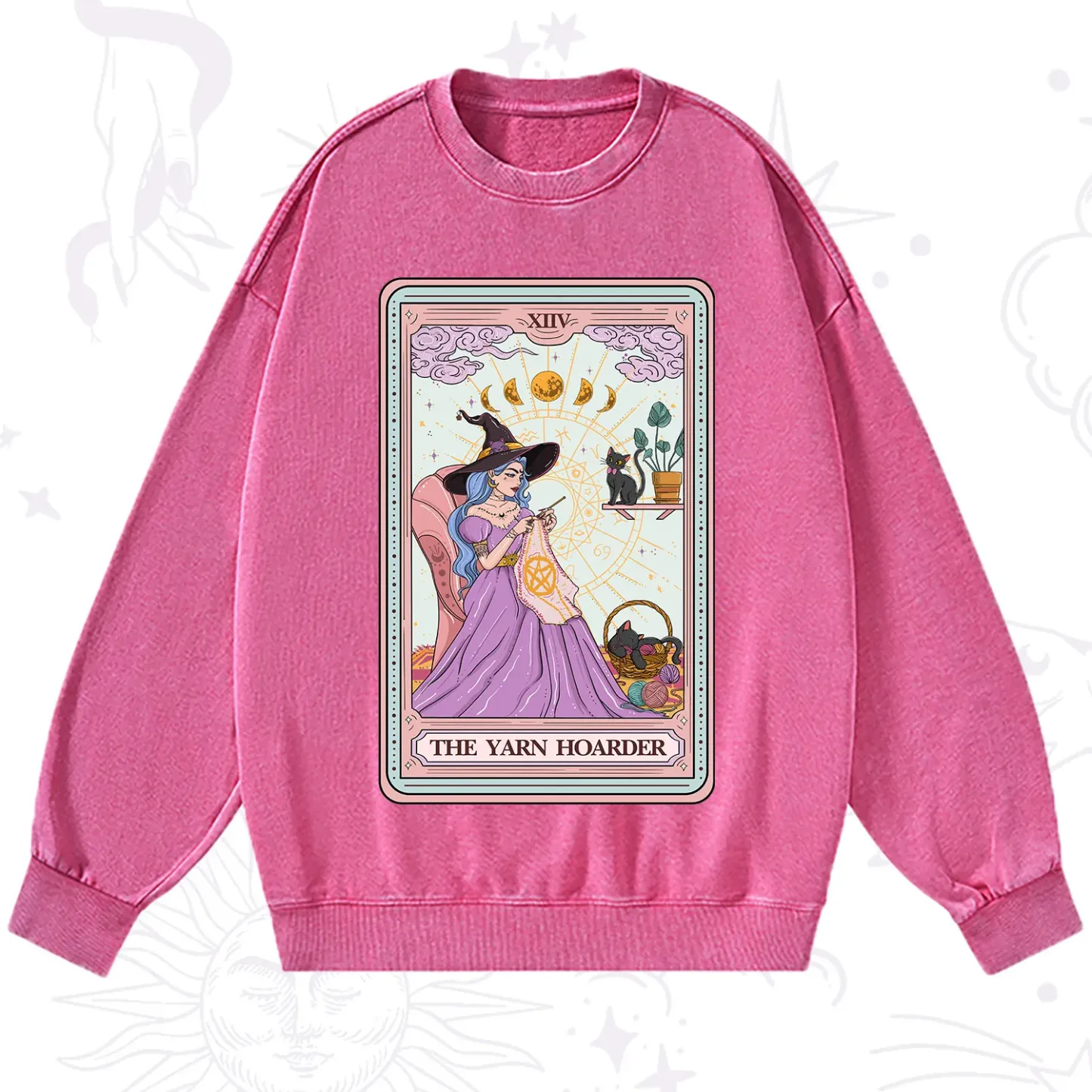 Purplehecate The Yarn Hoarder Tarot Washed Sweatshirt