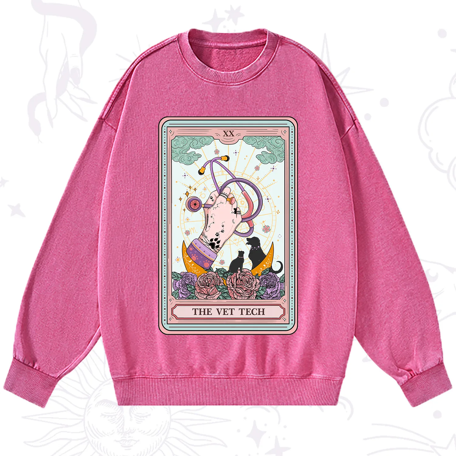 Purplehecate The Vet Tech Tarot Washed Sweatshirt