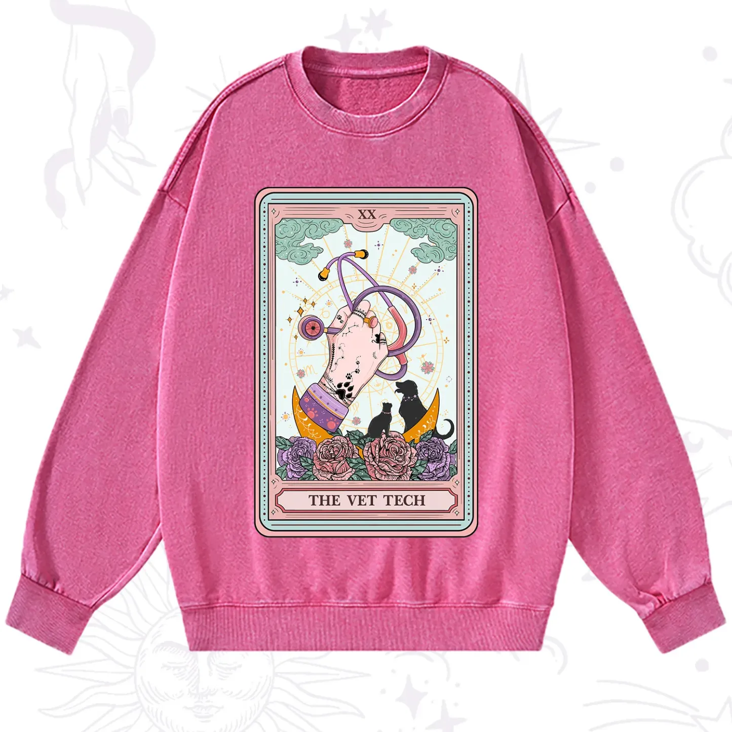 Purplehecate The Vet Tech Tarot Washed Sweatshirt