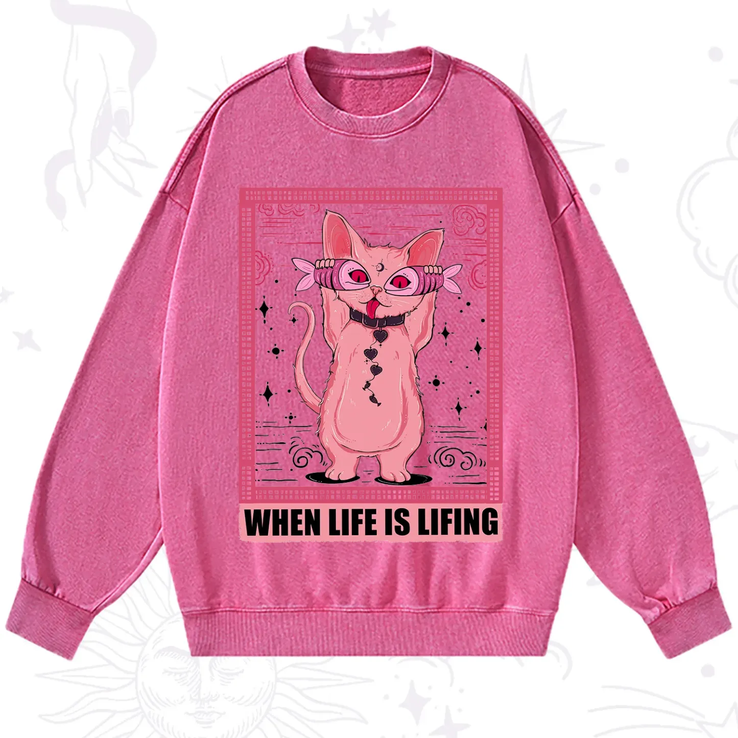 Purplehecate When Life Is Lifting Washed Sweatshirt