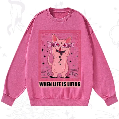 Purplehecate When Life Is Lifting Washed Sweatshirt