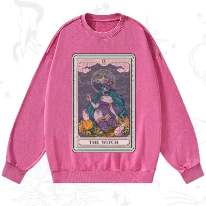 Purplehecate The Witch Tarot Halloween Washed Sweatshirt