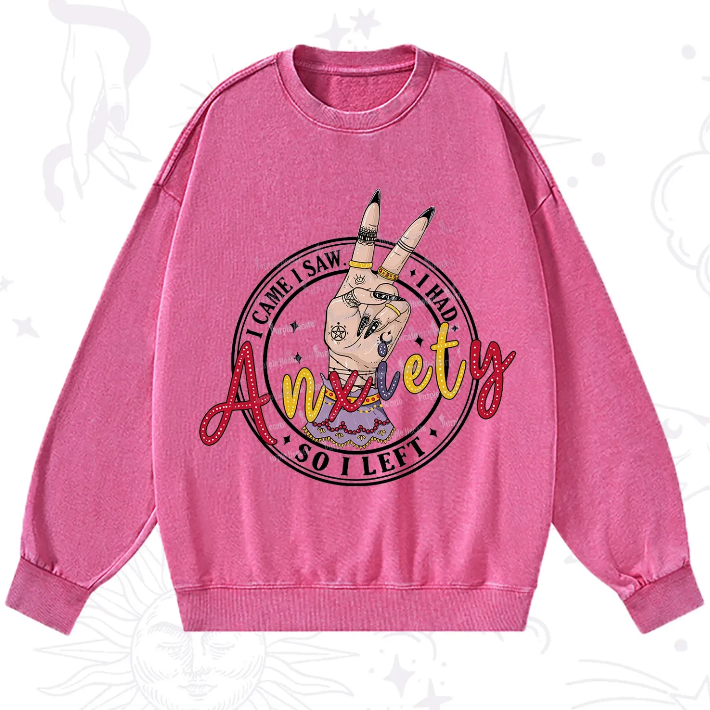 Purplehecate I Had Anxiety So I Left Washed Sweatshirt