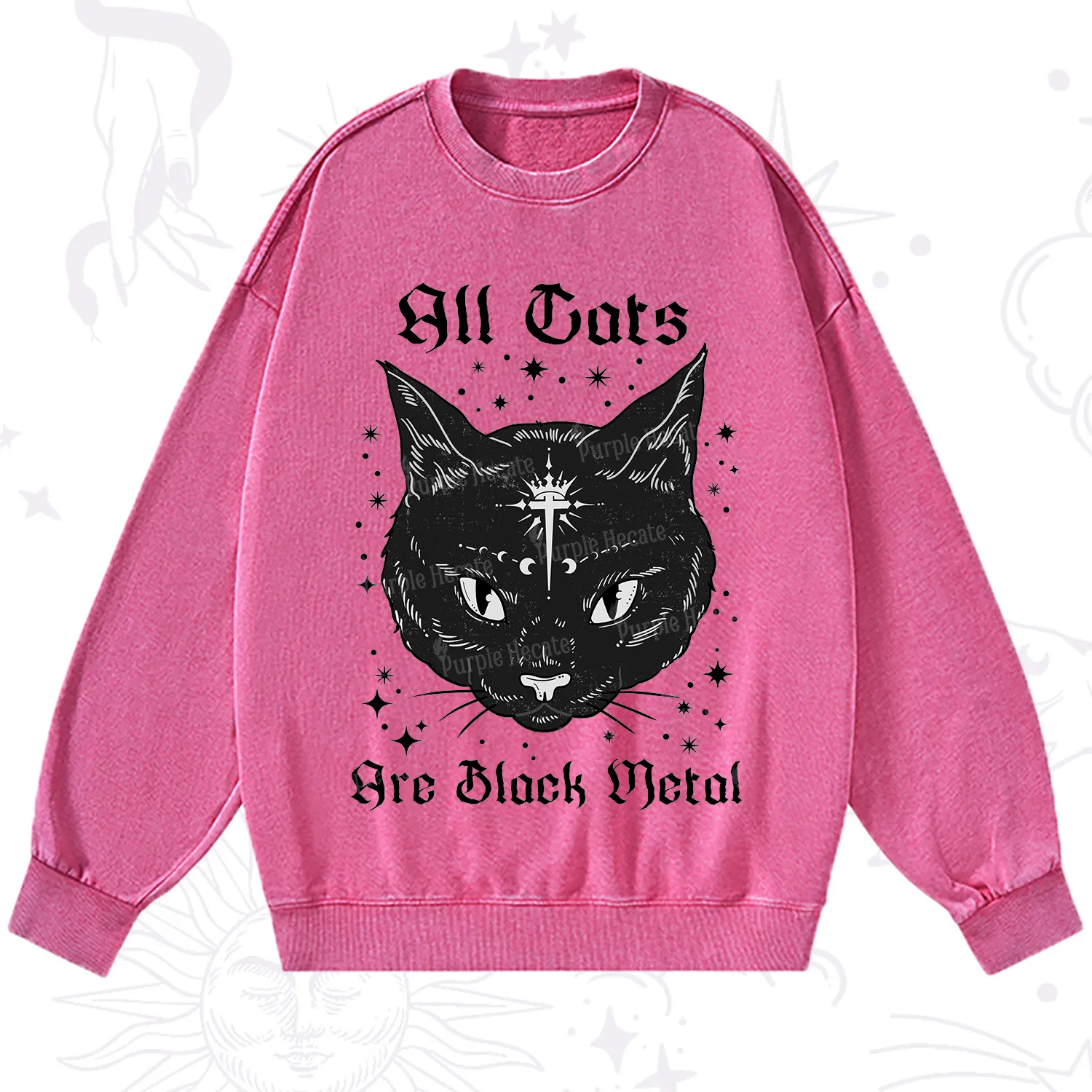 Purplehecate All Cats Are Black Metal Washed Sweatshirt