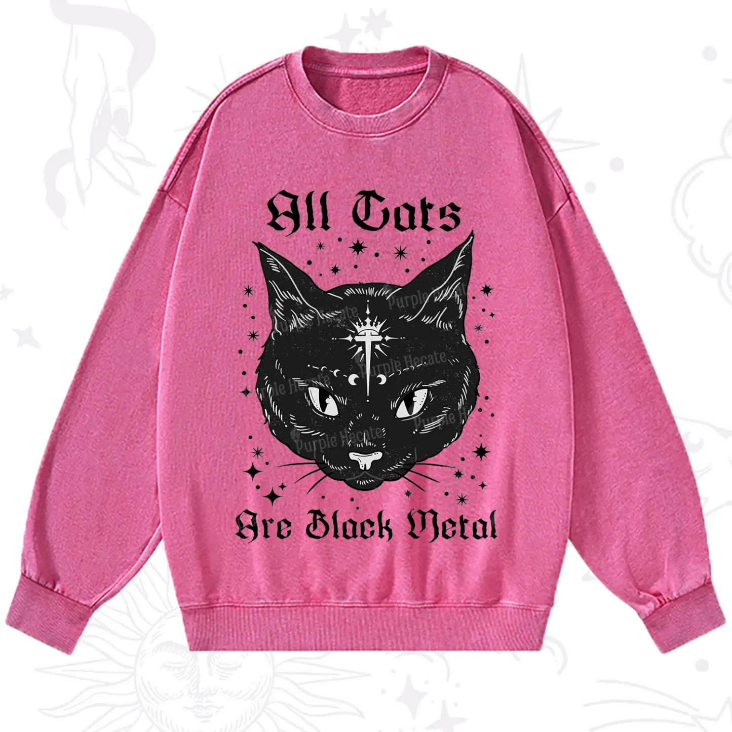 Purplehecate All Cats Are Black Metal Washed Sweatshirt