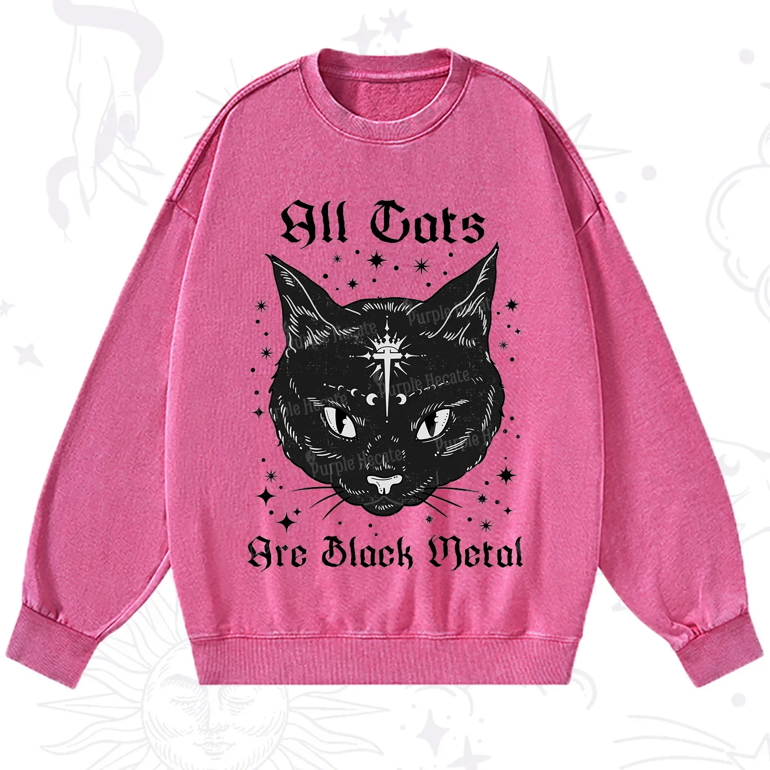 Purplehecate All Cats Are Black Metal Washed Sweatshirt