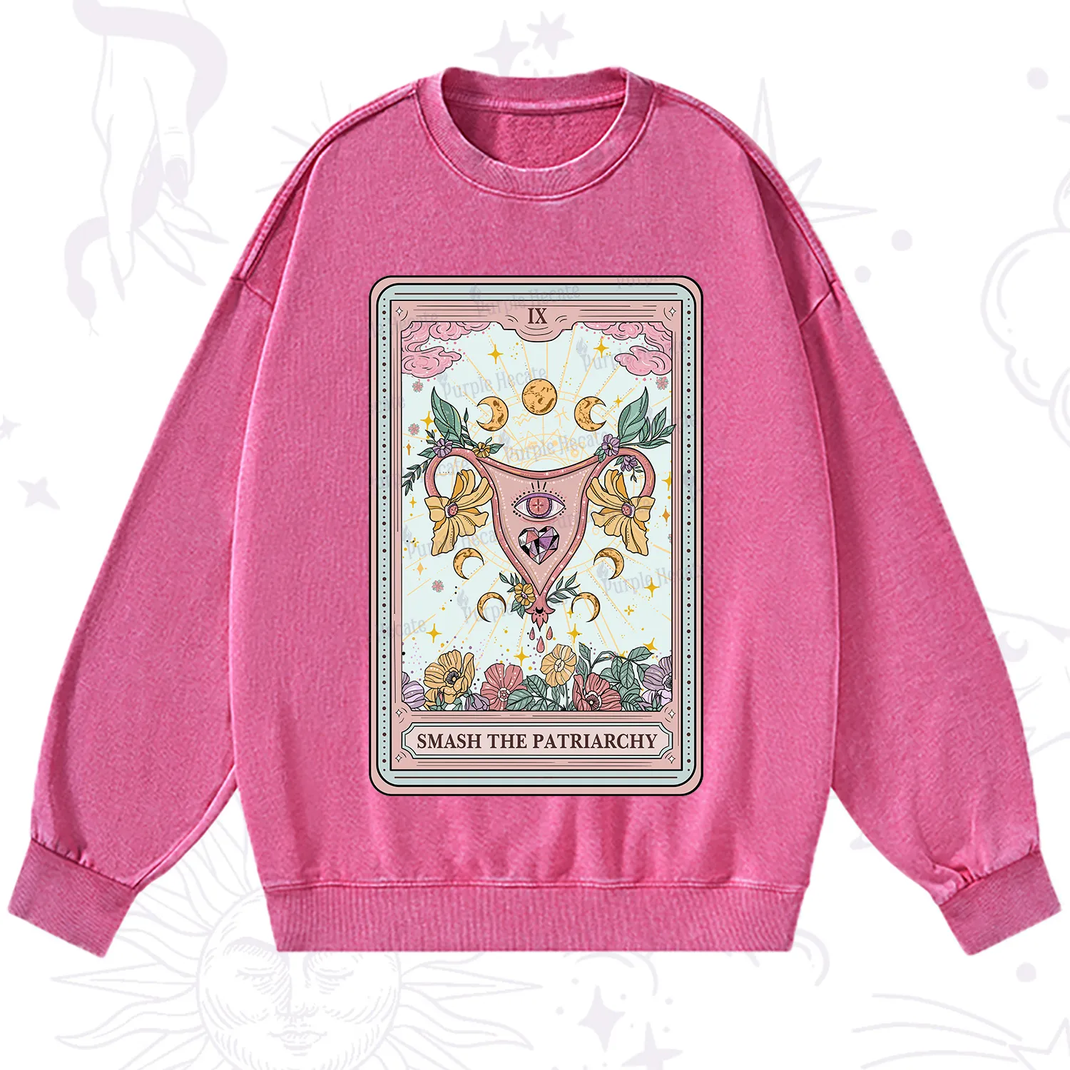 Purplehecate The Smash the Patriarchy Tarot Washed Sweatshirt