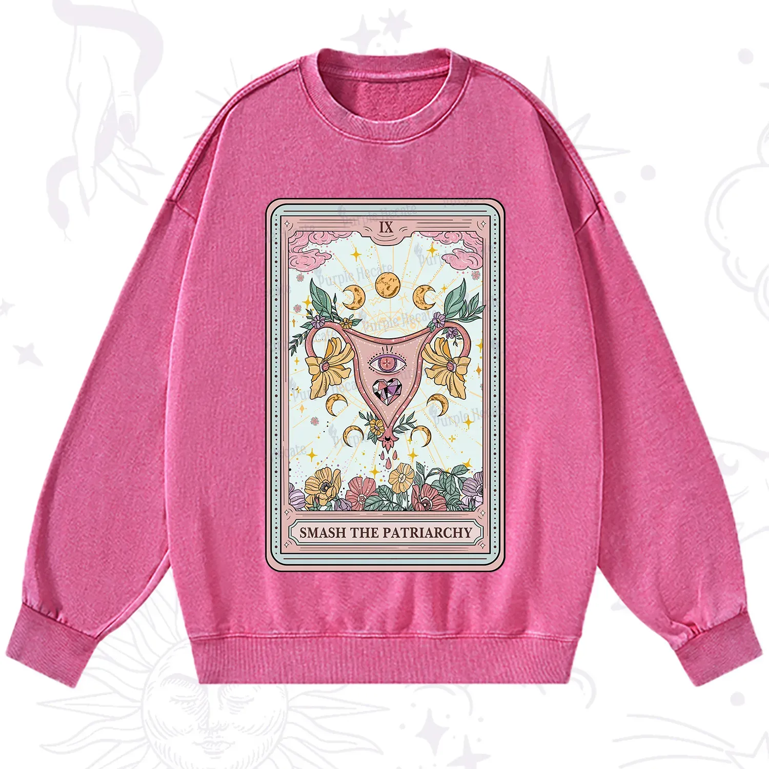 Purplehecate The Smash the Patriarchy Tarot Washed Sweatshirt
