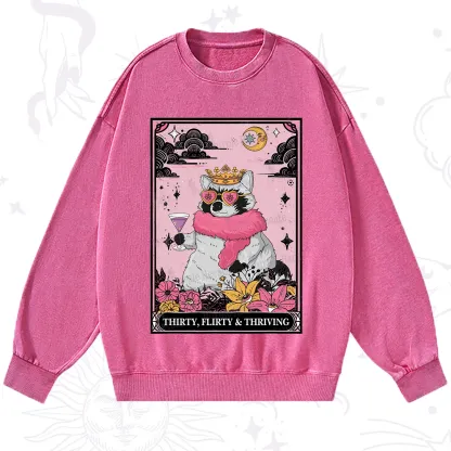 Purplehecate The Thirty Flirty Thriving Oracle Card Washed Sweatshirt