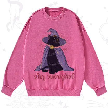 Purplehecate Stay Meowgical Cat Washed Sweatshirt