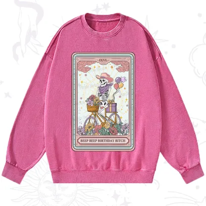 Purplehecate The Beep Beep Birthday Bitch Tarot Washed Sweatshirt