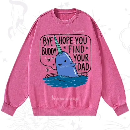 Purplehecate Good Luck Buddy Whale Christmas Washed Sweatshirt
