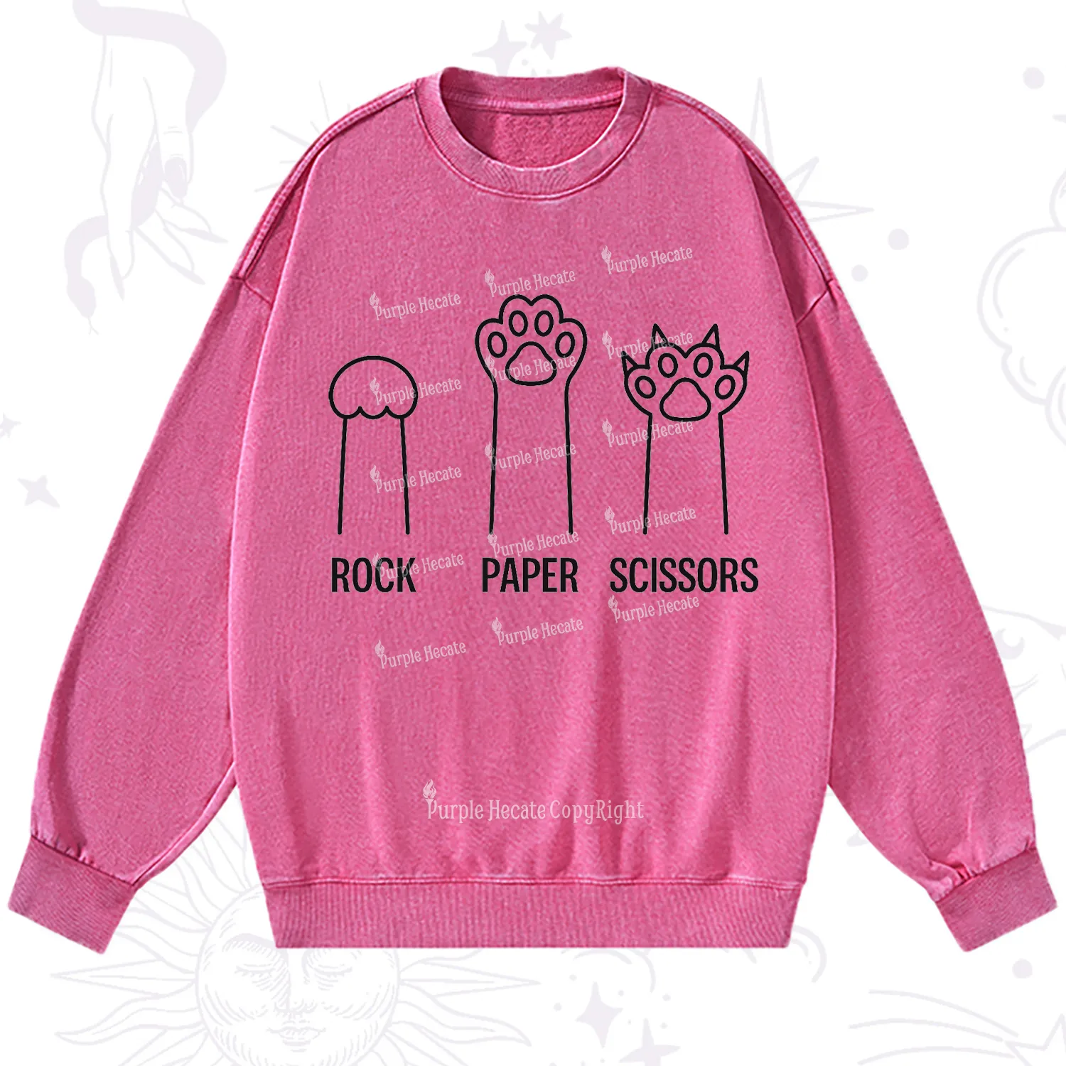 Purplehecate Rock Paper Scissors Cat Paw Edition Washed Sweatshirt