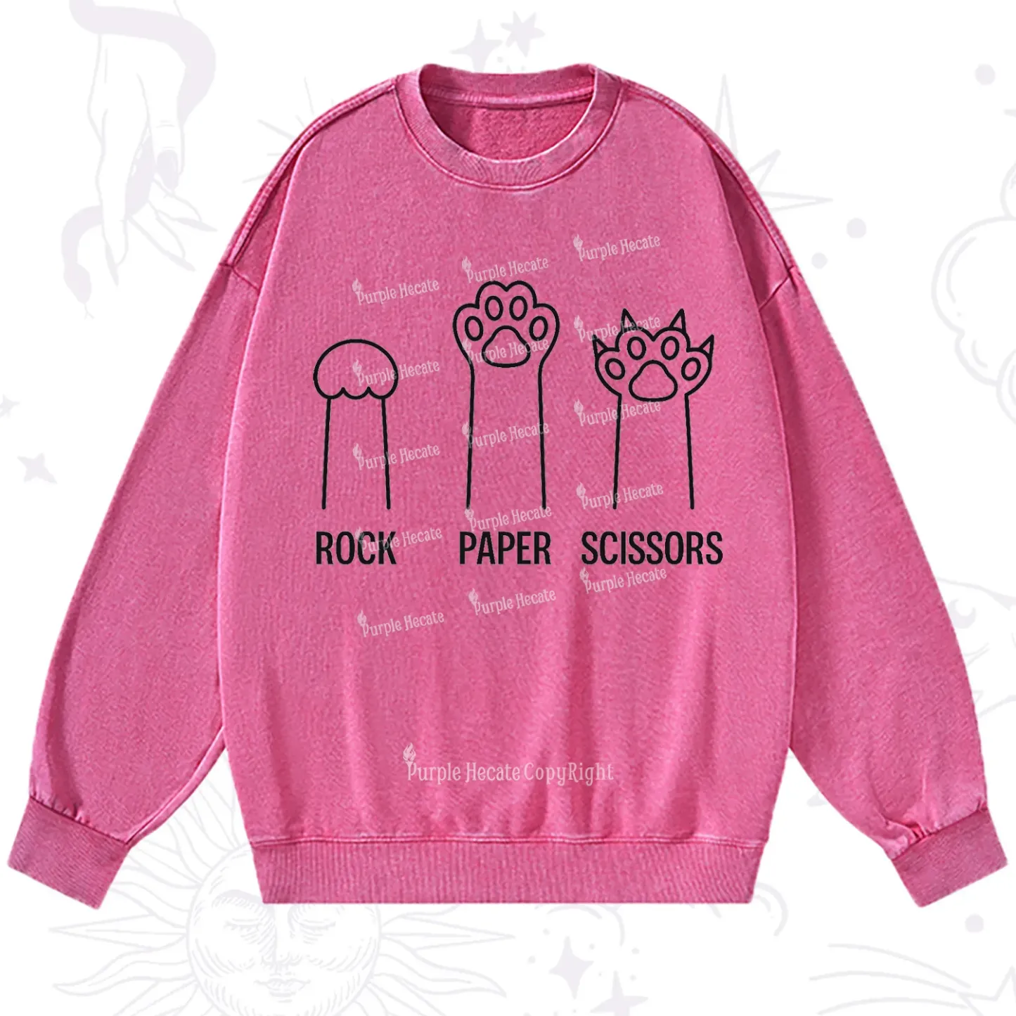 Purplehecate Rock Paper Scissors Cat Paw Edition Washed Sweatshirt