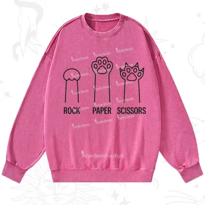 Purplehecate Rock Paper Scissors Cat Paw Edition Washed Sweatshirt