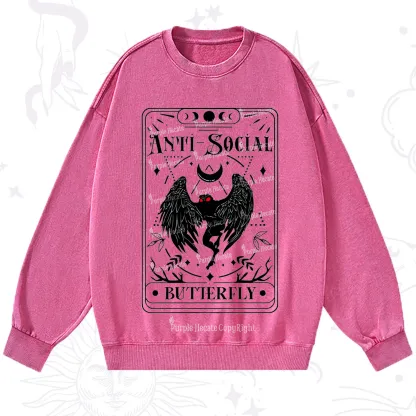 Purplehecate The Antisocial Butterfly Oracle Card Washed Sweatshirt