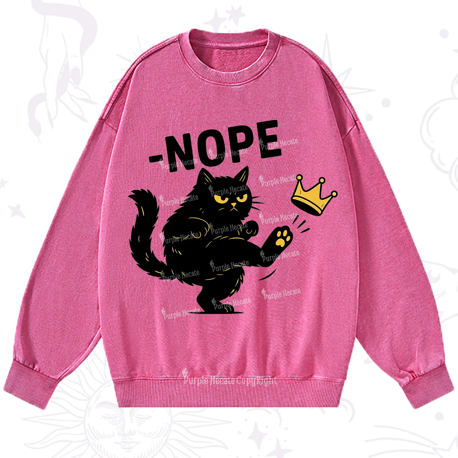 Purplehecate No Kings Black Cat Washed Sweatshirt