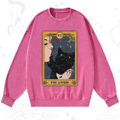 Purplehecate The Lovers Cat Tarot Washed Sweatshirt