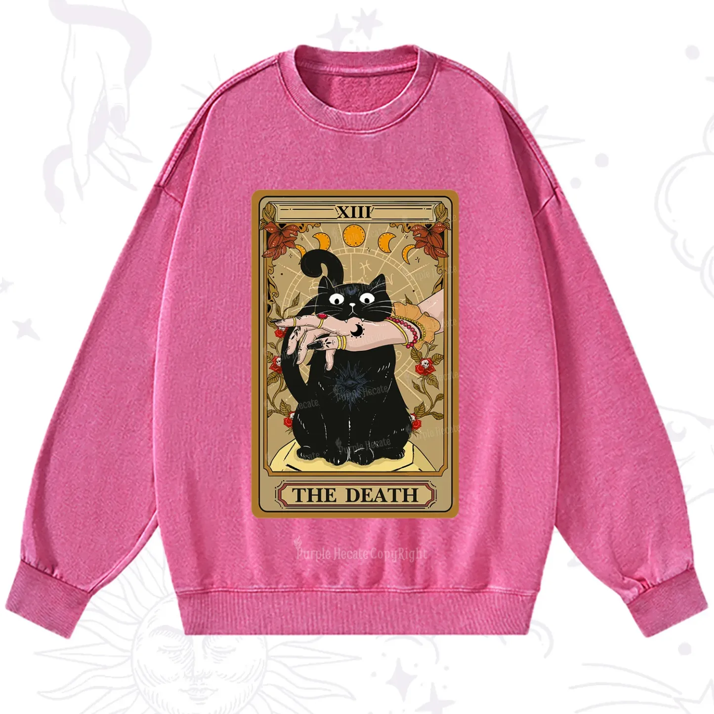 Purplehecate The Death Tarot Black Cat Washed Sweatshirt