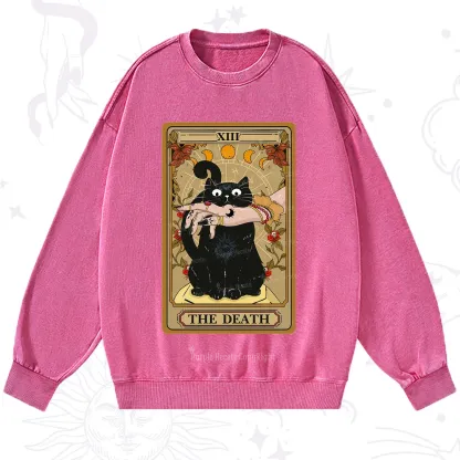 Purplehecate The Death Tarot Black Cat Washed Sweatshirt