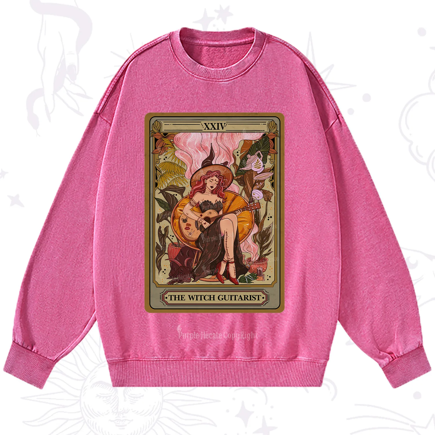 Purplehecate The Witch Guitarist Tarot Washed Sweatshirt