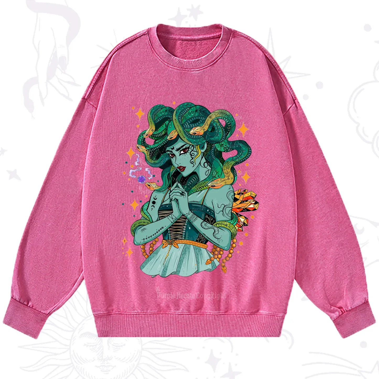 Purplehecate The Gorgon Medusa Washed Sweatshirt