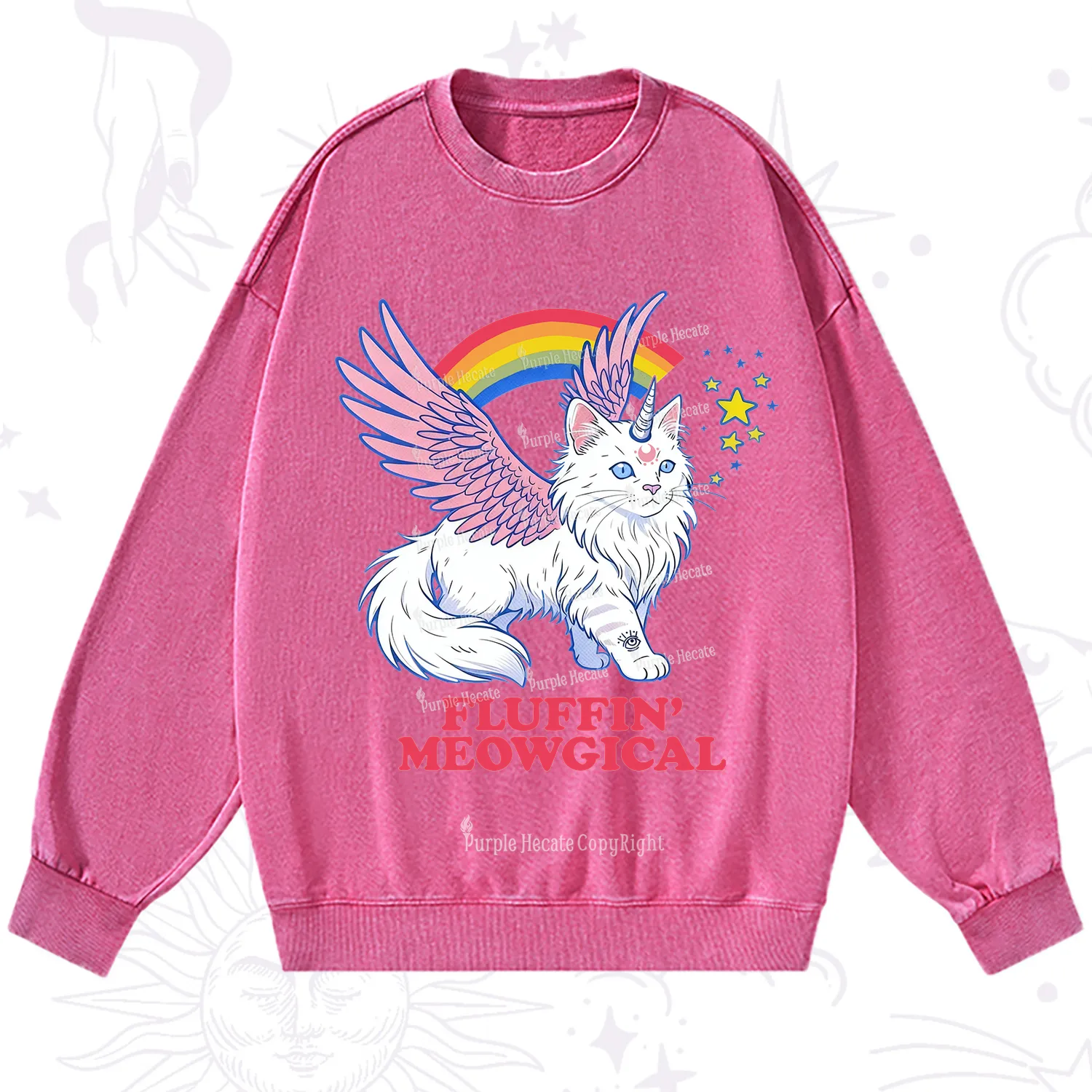 Purplehecate Fluffin Meowgical Washed Sweatshirt