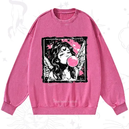 Purplehecate Grunge Angel with Bubblegum Washed Sweatshirt
