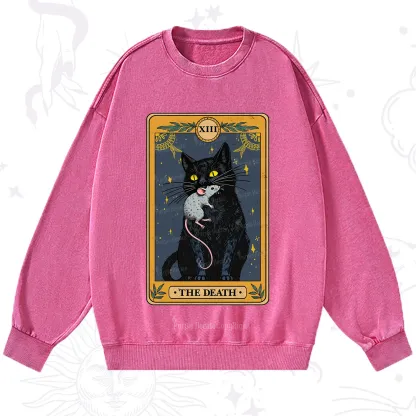 Purplehecate The Death Tarot Cat Washed Sweatshirt