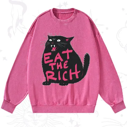 Purplehecate Eat The Rich Cat Washed Sweatshirt