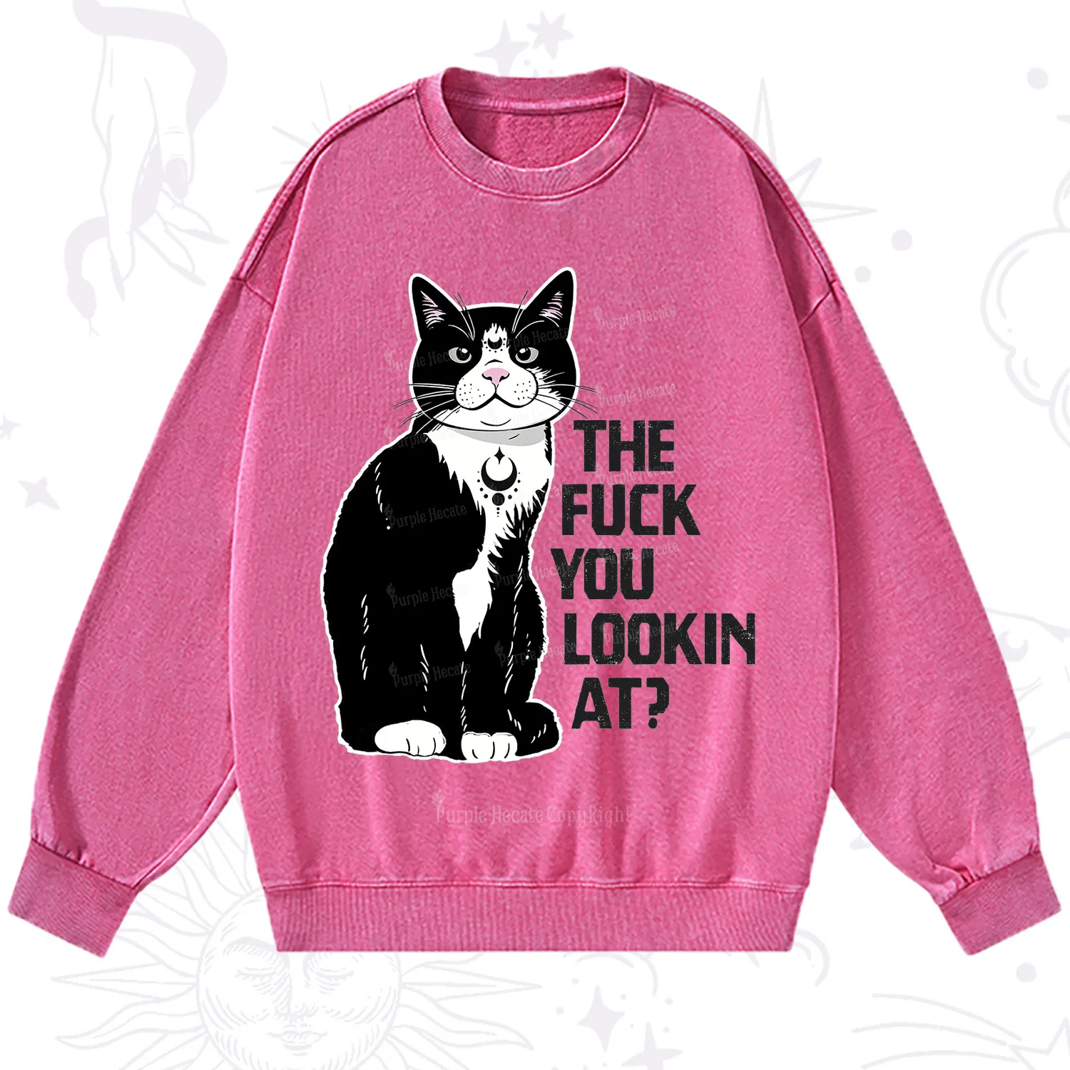 Purplehecate The Fuck You Lookin At Washed Sweatshirt