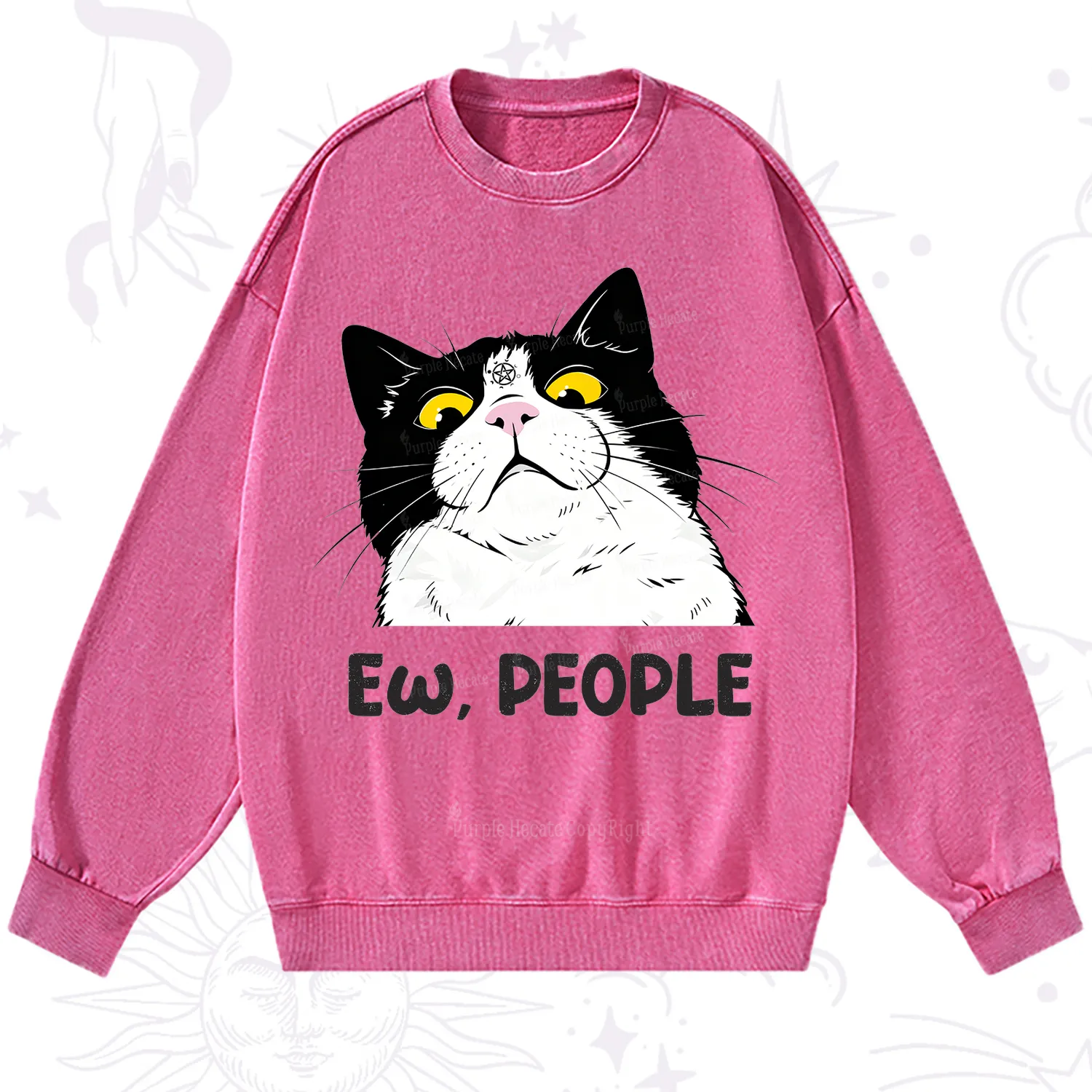 Purplehecate Ew People Cat Washed Sweatshirt