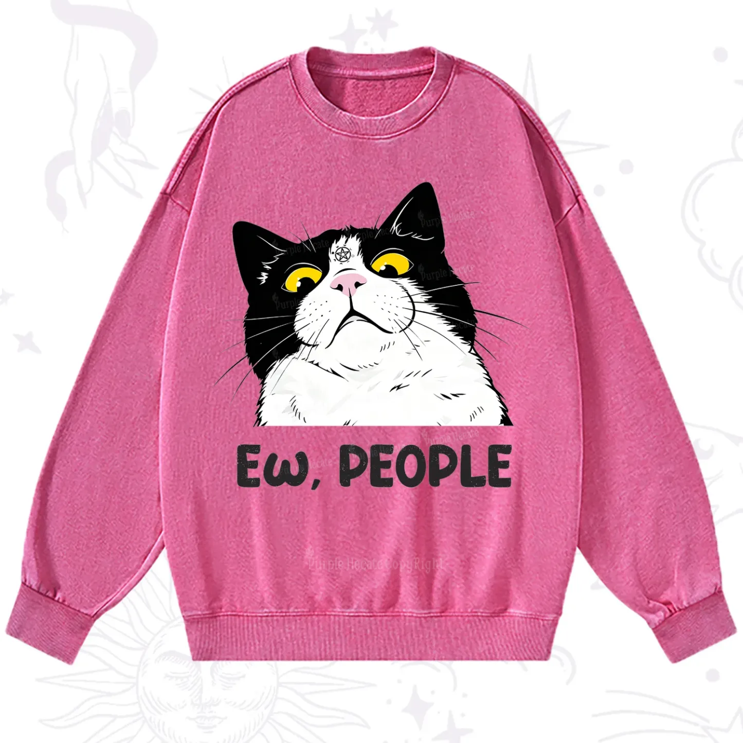 Purplehecate Ew People Cat Washed Sweatshirt