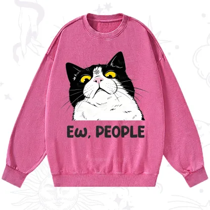 Purplehecate Ew People Cat Washed Sweatshirt