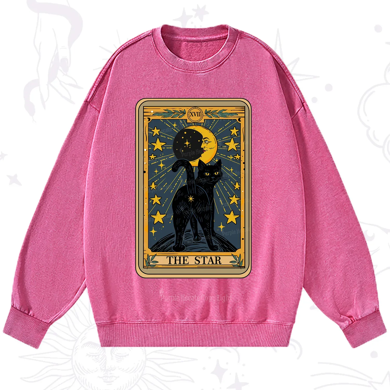 Purplehecate The Star Tarot Cat Washed Sweatshirt