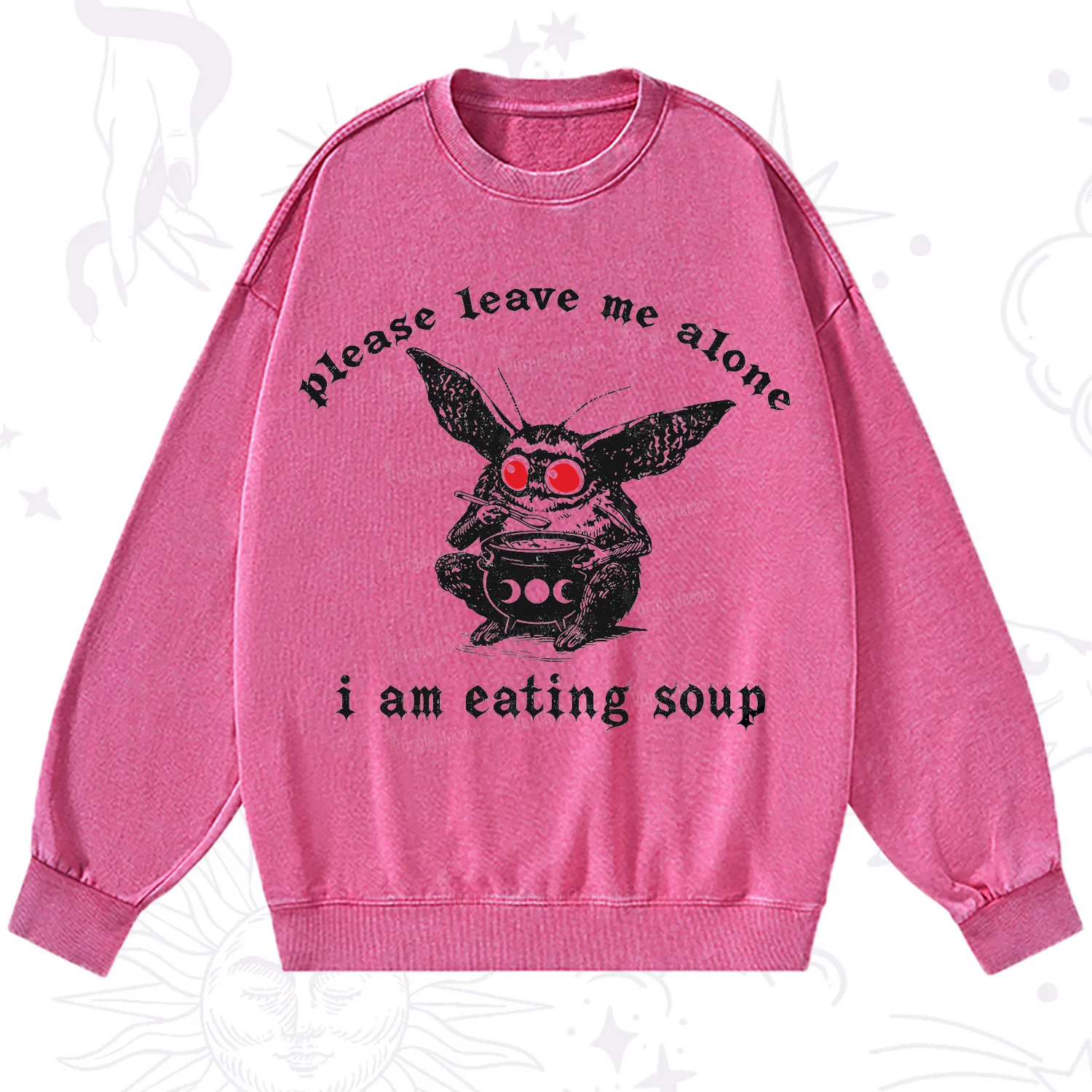 Purplehecate Mothman Eating Soup Washed Sweatshirt
