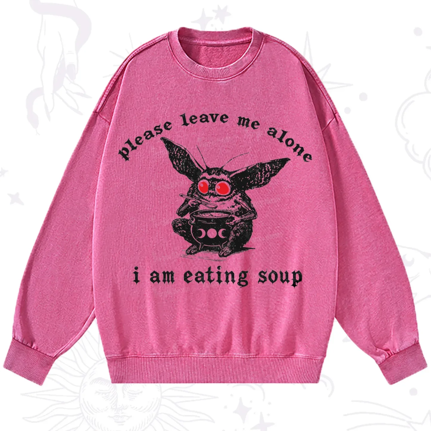 Purplehecate Mothman Eating Soup Washed Sweatshirt