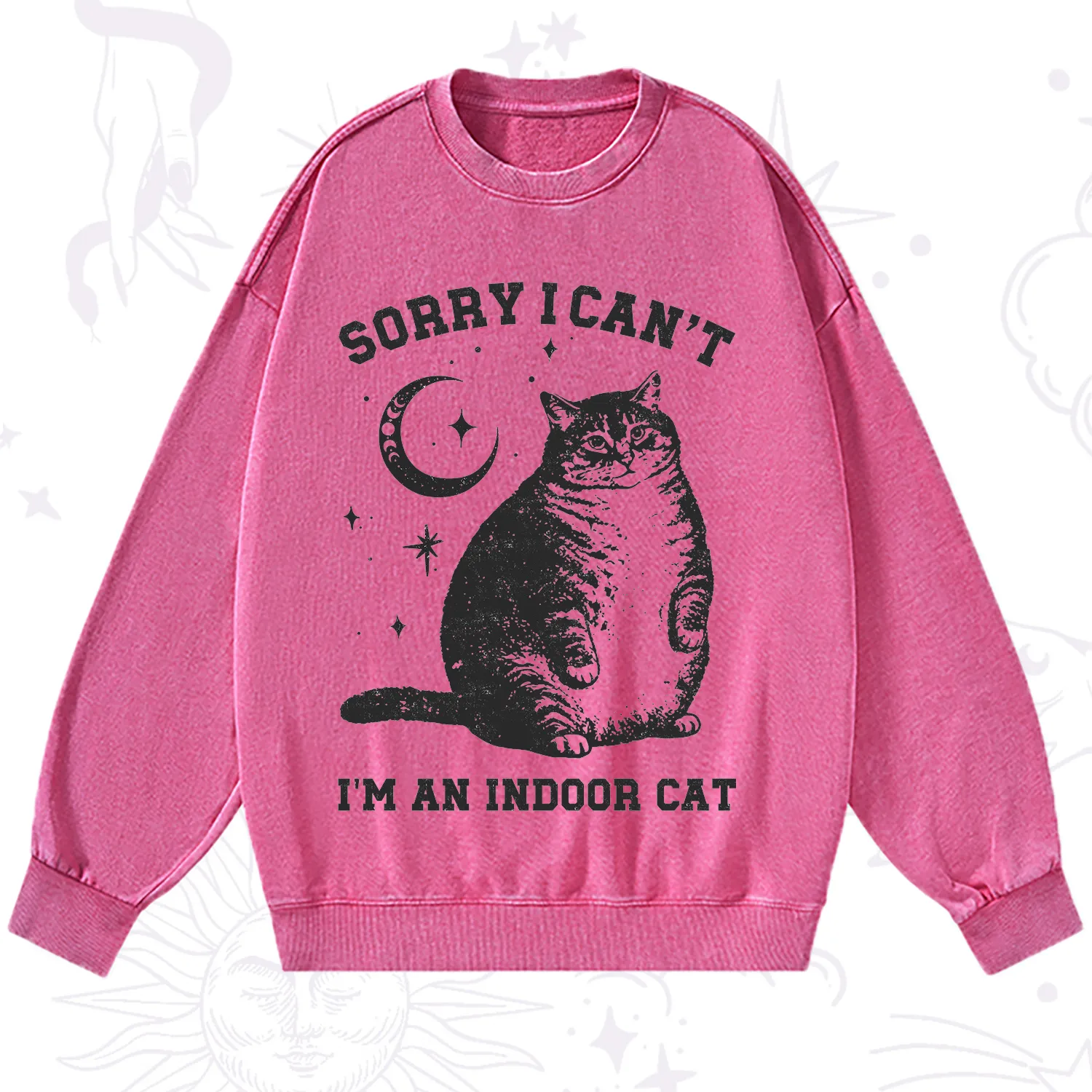 Purplehecate Sorry I Can't Go I'm an Indoor Cat Washed Sweatshirt