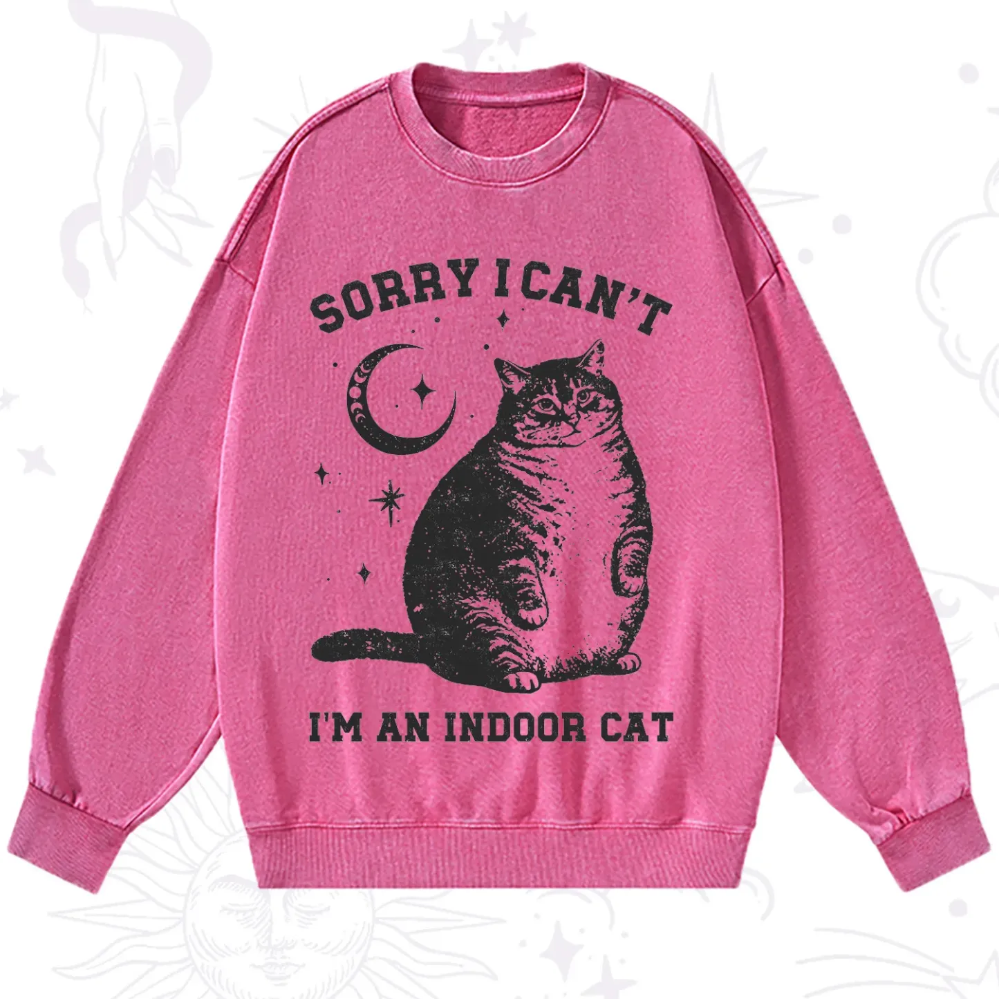 Purplehecate Sorry I Can't Go I'm an Indoor Cat Washed Sweatshirt