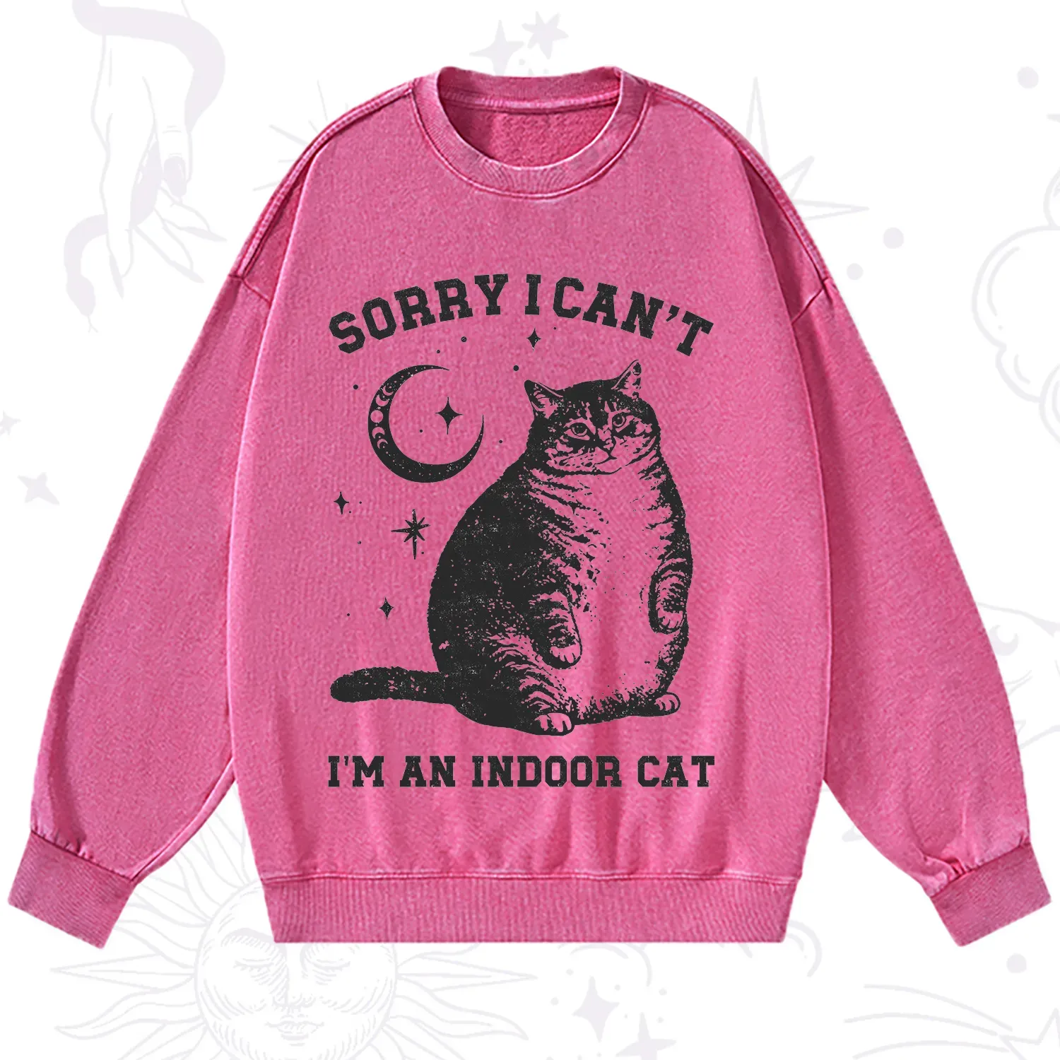 Purplehecate Sorry I Can't Go I'm an Indoor Cat Washed Sweatshirt